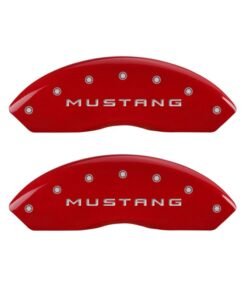 MGP 4 Caliper Covers Engraved Front Mustang Engraved Rear GT Red finish silver ch