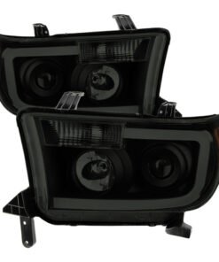 Xtune Toyota Tundra 07-13 LED Light Bar Projector Headlights Black Smoked PRO-JH-TTU07-LED-BSM