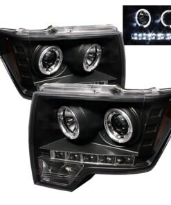 Spyder Ford F150 09-14 Projector Headlights Halogen Model- LED Halo LED Blk PRO-YD-FF15009-HL-BK
