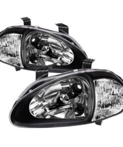 Xtune Honda Del Sol 93-97 1Pc Crystal Headlights Black HD-ON-HDEL93-1P-BK