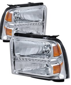 Xtune Ford F250/350/450 Super Duty 05-07 Crystal Headlights w/ LED Chrome HD-JH-FS05-LED-C