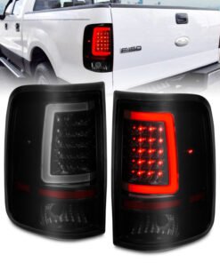 ANZO 2004-2006 Ford F-150 LED Tail Lights w/ Light Bar Black Housing Smoke Lens