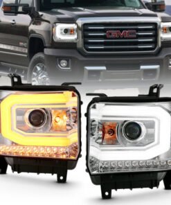 ANZO 2014-2015 Gmc Sierra 1500 Projector Headlight Plank Style Chrome w/ Switchback (Halogen Type)