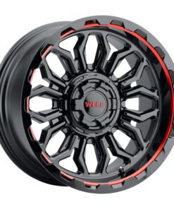 Weld W140 20X10 Flare 6X135 6X139.7 ET-18 BS4.75 Gloss Black MIL Red 106.1