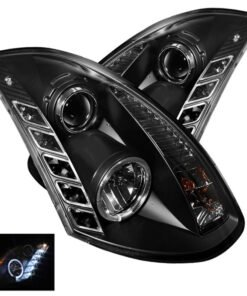 Spyder Infiniti G35 03-07 2DR Projector Halogen - LED Halo DRL Blk High H4 PRO-YD-IG35032D-DRL-BK