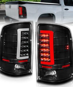 ANZO 2007-2013 GMC Sierra LED Tail Lights w/ Light Bar Black Housing Clear Lens