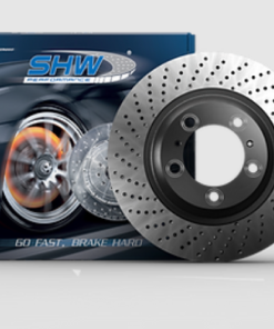 SHW 05-08 Porsche Boxster 2.7L Left Front Cross-Drilled Monobloc Brake Rotor