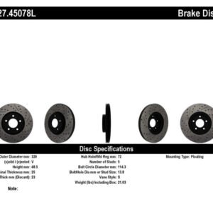StopTech 07-09 Mazda 3 Left Front Slotted & Drilled Rotors