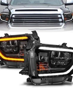 ANZO 2014-2017 Toyota Tundra LED Crystal Headlights w/ Switchback Black Housing w/ DRL