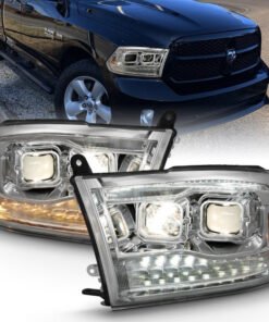 ANZO 2009-2018 Dodge Ram 1500 Projector H.L. Switchback Black Amber
