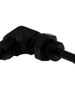 DeatschWerks 8AN Male Flare to 5/16in Male Barb Bulkhead Adapter 90-Degree - Anodized Matte Black