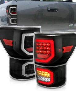 ANZO 2007-2013 Toyota Tundra LED Taillights Plank Style Black w/Clear Lens