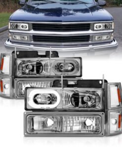 ANZO 88-98 Chevrolet C1500 Crystal Headlights Chrome Housing w/ Signal and Side Marker Lights