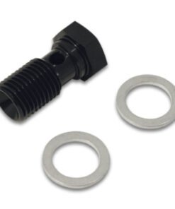 Vibrant Aluminum Banjo Bolt w/2 Washers Male 16mm x 1.5 Bolt, 24mm long bolt - Anodized Black