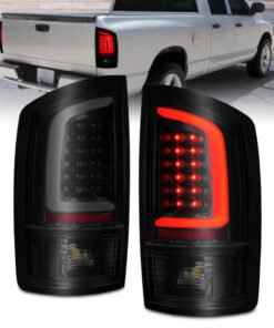 ANZO 2002-2006 Dodge  Ram 1500 LED Tail Lights w/ Light Bar Black Housing Smoke Lens