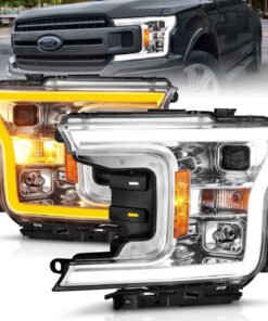ANZO 2018-2020 Ford F-150 Projector Headlight w/Plank Style Switchback Chrome Housing