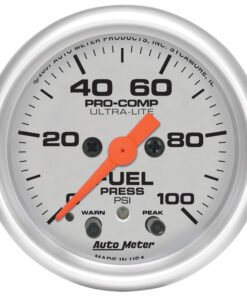 Autometer Ultra-Lite 52mm 0-100 PSI Fuel Pressure w/ Peak Memory Warning Gauge