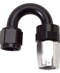 Russell Performance -8 AN Black/Silver 180 Degree Tight Radius Full Flow Swivel Hose End