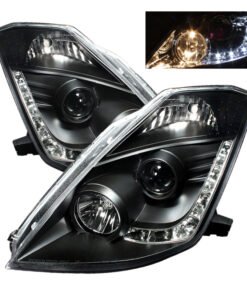Spyder Nissan 350Z 03-05 Projector Headlights Halogen Model Only - DRL Black PRO-YD-N350Z02-DRL-BK