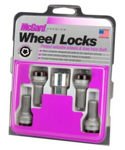 McGard Wheel Lock Bolt Set - 4pk. (Radius Seat) M14X1.5 / 17mm Hex / 27.0mm Shank Length - Black