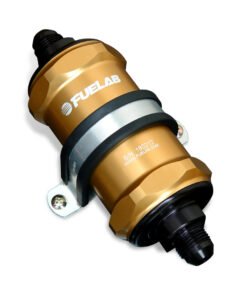 Fuelab 818 In-Line Fuel Filter Standard -8AN In/Out 40 Micron Stainless - Gold