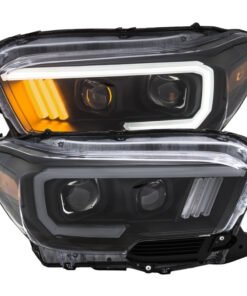 ANZO 2016-2017 Toyota Tacoma Projector Headlights w/ Plank Style Design Black/Amber w/ DRL