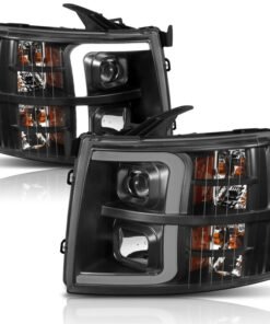 ANZO 07-13 Chevrolet Silverado 1500 Plank Style Projector Headlights Black w/ Amber