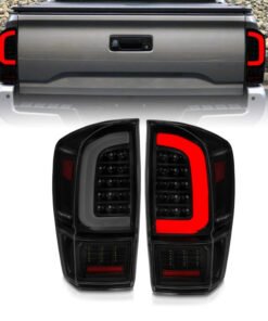 ANZO 16-21 Toyota Tacoma LED Tail Lights - w/ Light Bar Sequential Black Housing & Smoke Lens