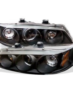 Spyder Honda Accord 94-97 1PC Projector Headlights LED Halo Amber Reflctr Blk PRO-YD-HA94-AM-BK