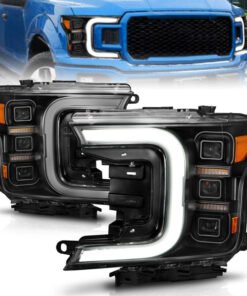 Anzo 18-20 Ford F-150 Full Led Projector Light Bar Headlights Black Amber