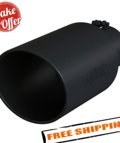 MBRP T5129BLK Stainless Steel Round Rolled Edge Angle Cut Clamp-On Exhaust Tip
