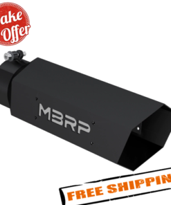 MBRP T5164BLK Black Coated 5" HEX Exhaust Tip, MBRP Logo, 4" ID Inlet 16" Length