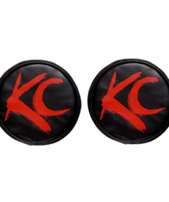 KC HiLites 5110 6" Round Black Vinyl Light Covers with Red Brushed KC Logo