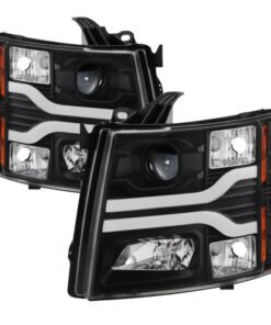 Spyder Chevy Silverado 1500 07-13 Version 3 Projector Headlights - Black PRO-YD-CS07V3-LBDRL-BK