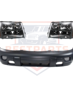 Front Bumper Cover Kit w/ LH and RH Headlights for 2002-2007 Chevy Trailblazer