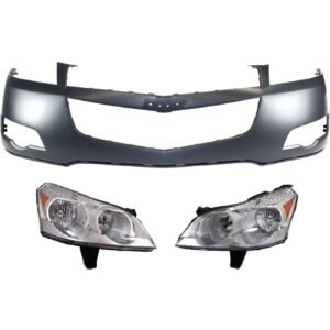 Bumper Cover & Headlights Kit 3pc left right for 09-12 Chevrolet Traverse LS, LT