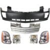Bumper Cover & Grille Kit 6pc halogen left right for 06-09 Cadillac SRX Base