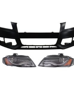 New Front Bumper Cover, Headlights kit HID/xenon Sedan for 2009 Audi A4 Base