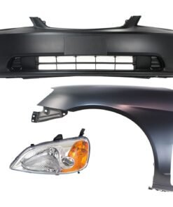Front Bumper Cover & Fender, Headlight Kit 3 piece for 2001-2003 Honda Civic