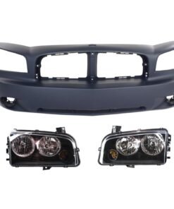 Bumper Cover & Headlights Kit 3pc left right for 2007 Dodge Charger Base
