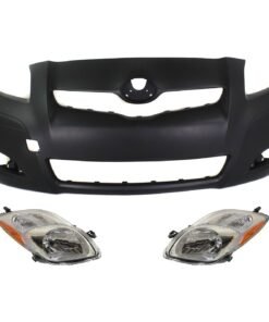 Bumper Cover & Headlights Kit 3pc left right for 09-11 Toyota Yaris CE Hatchback
