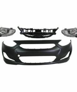 Front Bumper Cover Kit w/ Grille & Headlights for 2012-2013 Hyundai Accent
