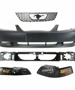 Front Bumper Cover w/ Grille, Header Panel, Headlights for 99-04 Ford Mustang GT