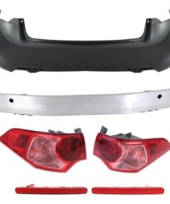 Rear Bumper Cover, Reinforcement, Reflectors Kit 6 pc for 2011-2014 Acura TSX