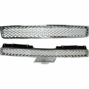 NEW Grille, Set of 2 Upper & Lower, Chrome Plastic for 2007-2014 Chevy Tahoe