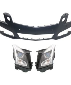 New Front Bumper Cover with Headlights kit 3 PC for 2013-2014 Cadillac ATS Sedan