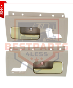Set of 2 Front Door Handles, Beige Bezel for 2003-2011 Lincoln Town Car