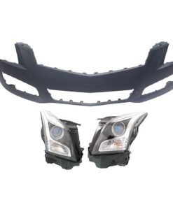 Front Bumper Cover, Headlights kit 3 PC for 2013-2014 Cadillac ATS Base, Luxury