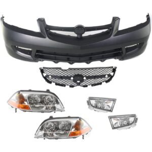 New Front Bumper Cover, Grille, Lights set of 6 pieces for 2001-2003 Acura MDX