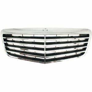 Grille for 2007-2009 Mercedes Benz E350 E550 Chrome Shell w/ Black Insert